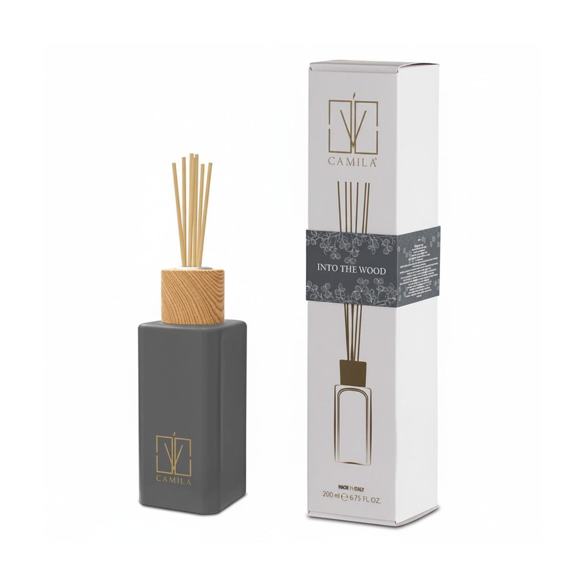 Diffusore 200 ml grigio pietra fragranza into the wood Camilia