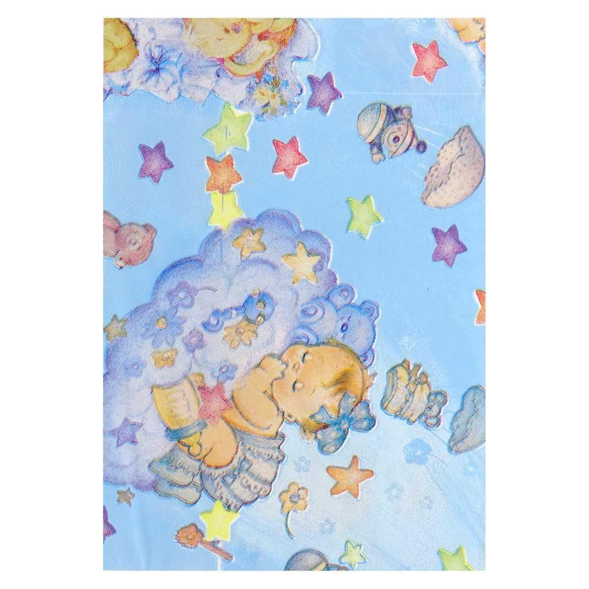 100 bustine metallizzate fantasia bimba sfondo azzurro 10x14 cm