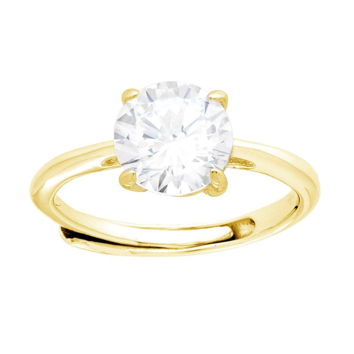 Anello Solitario con Cubic Zirconia Bianco mm 8 in ARGENTO 925 Galvanica Oro