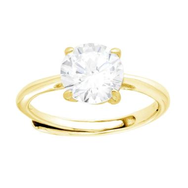 Anello Solitario con Cubic Zirconia Bianco mm 8 in ARGENTO 925 Galvanica Oro