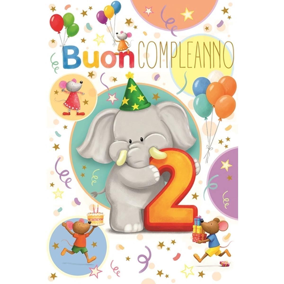 Biglietto auguri 2 soggetti compleanno bimbi