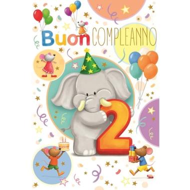 Biglietto auguri 2 soggetti compleanno bimbi