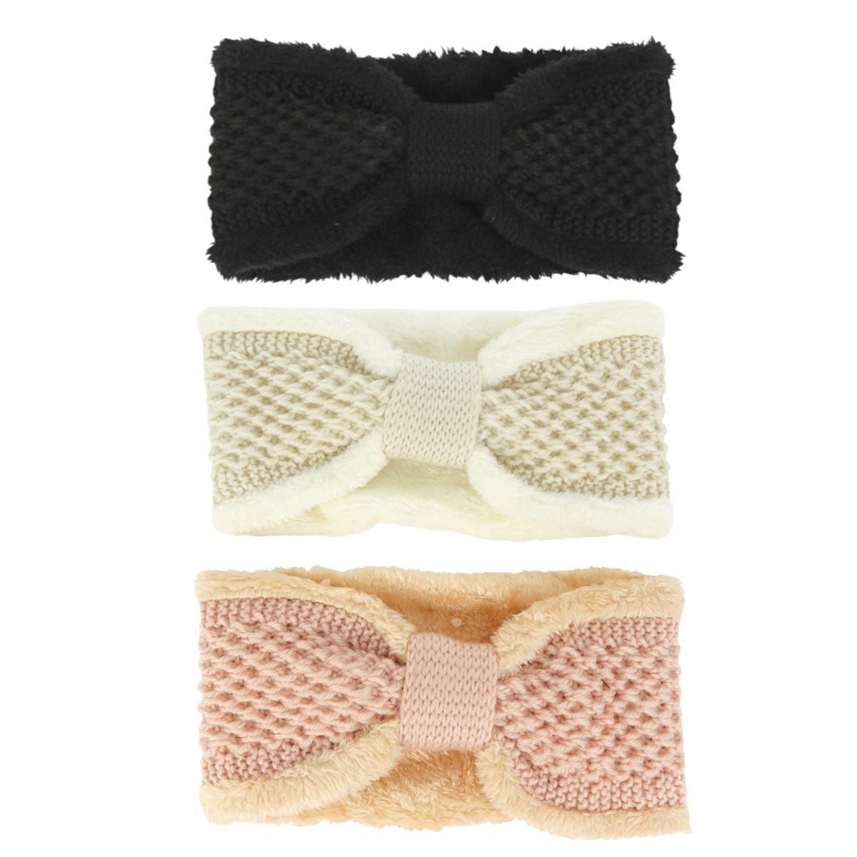 Fascia per capelli donna nodo in maglia con pelo