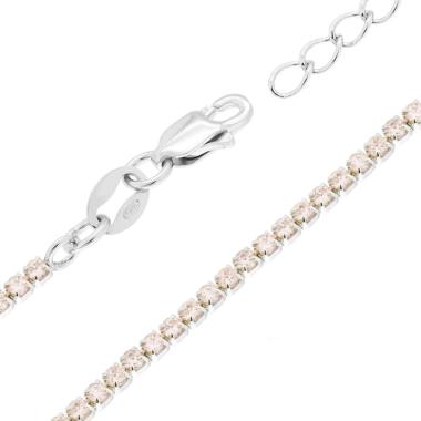Bracciale Tennis Griffe cm 16+3 con Cubic Zirconia Champagne mm 1.7 in ARGENTO 925 Galvanica Rodio<BR>