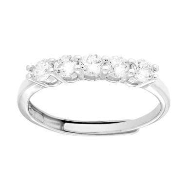 Anello Veretta con Cubic Zirconia Bianchi mm 3 in ARGENTO 925 Galvanica Rodio<BR>