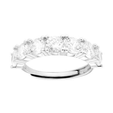 Anello Veretta con Cubic Zirconia Bianchi mm 4.5 in ARGENTO 925 Galvanica Rodio<BR>