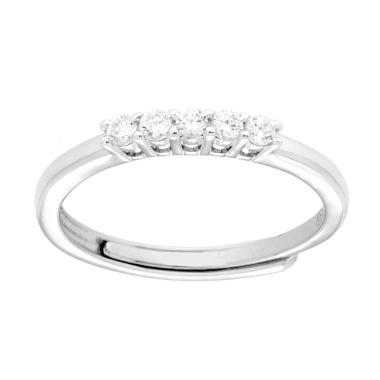 Anello Veretta con Cubic Zirconia Bianchi mm 2 in ARGENTO 925 Galvanica Rodio<BR>