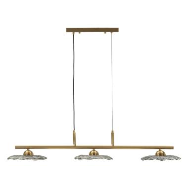 Lampadario emily 3 luci vetro grigio cm 100x24x18