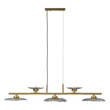 Lampadario emily 5 luci vetro grigio cm 100x24x18