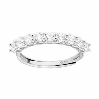 Anello Veretta con Cubic Zirconia Bianchi mm 3 in ARGENTO 925 Galvanica Rodio<BR>