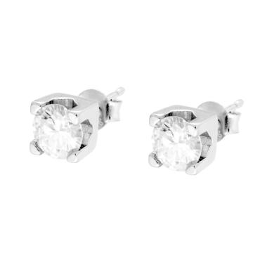 Orecchini Punto Luce MOISSANITE mm 6 in ARGENTO 925 Galvanica Rodio