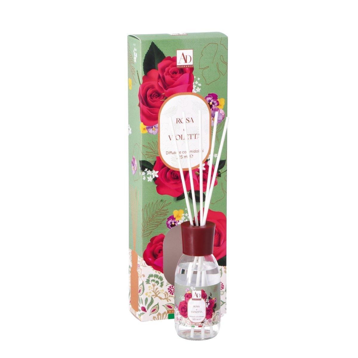 Diffusore di fragranza con midollini rosa e violetta 125 ml