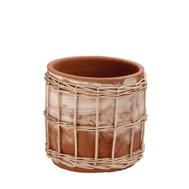 Vaso in ceramica e salice rodri grande d.20x h.20 cm