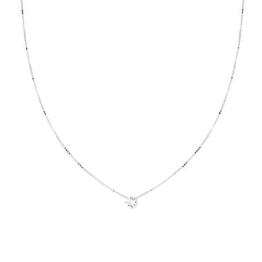 Collana Catena Veneziana Diamantata con Punto Luce Cubic Zirconia Bianco mm 3 in ARGENTO 925 Galvanica Rodio