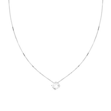 Collana Catena Veneziana Diamantata con Punto Luce Cubic Zirconia Bianco mm 6 in ARGENTO 925 Galvanica Rodio