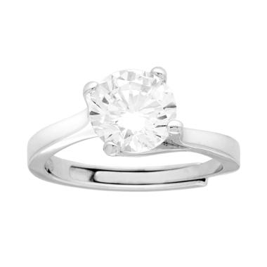 Anello Solitario con Cubic Zirconia Bianco mm 8 in ARGENTO 925 Galvanica Rodio<BR>