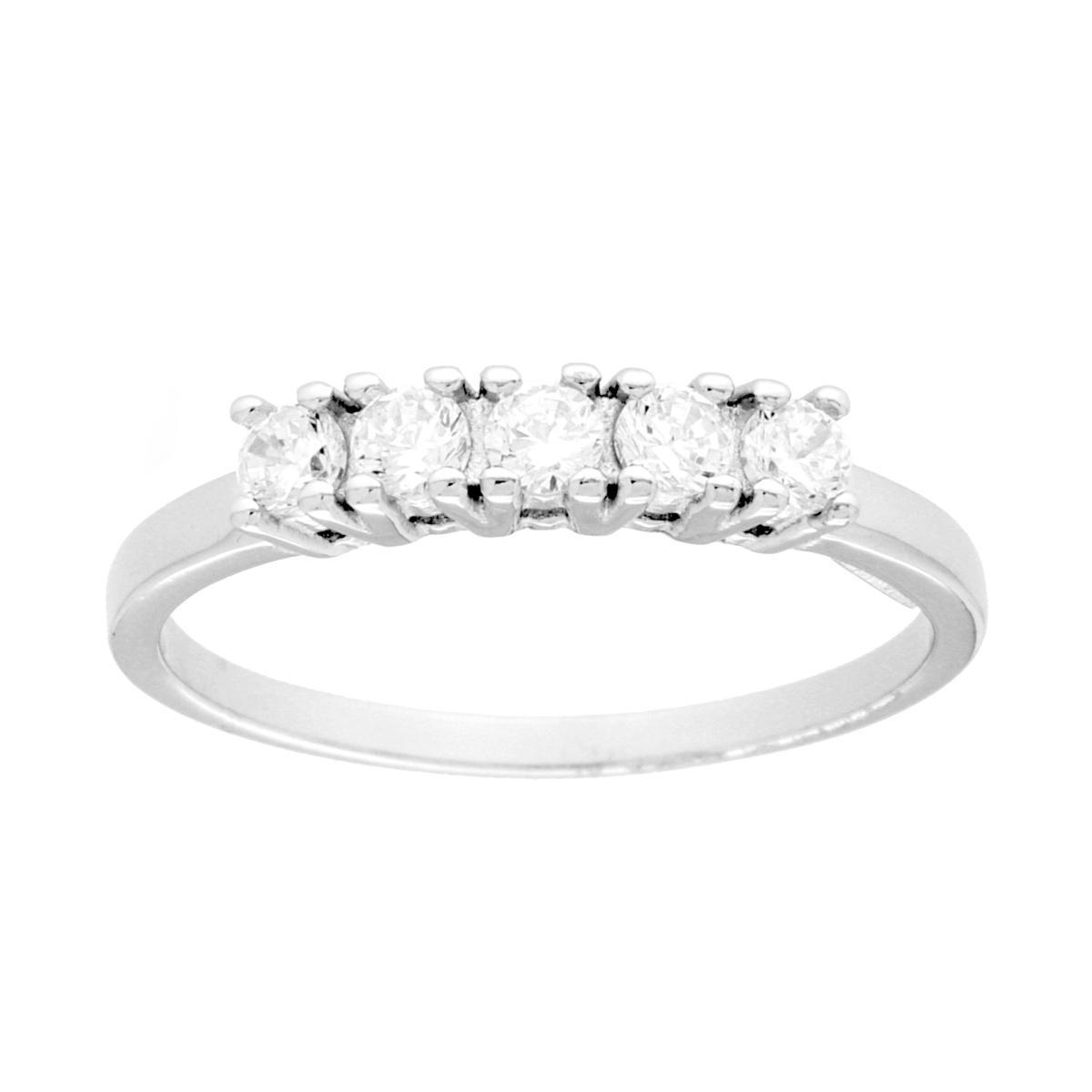 Anello Veretta con Cubic Zirconia Bianco mm 3 in ARGENTO 925 Galvanica Rodio<BR>