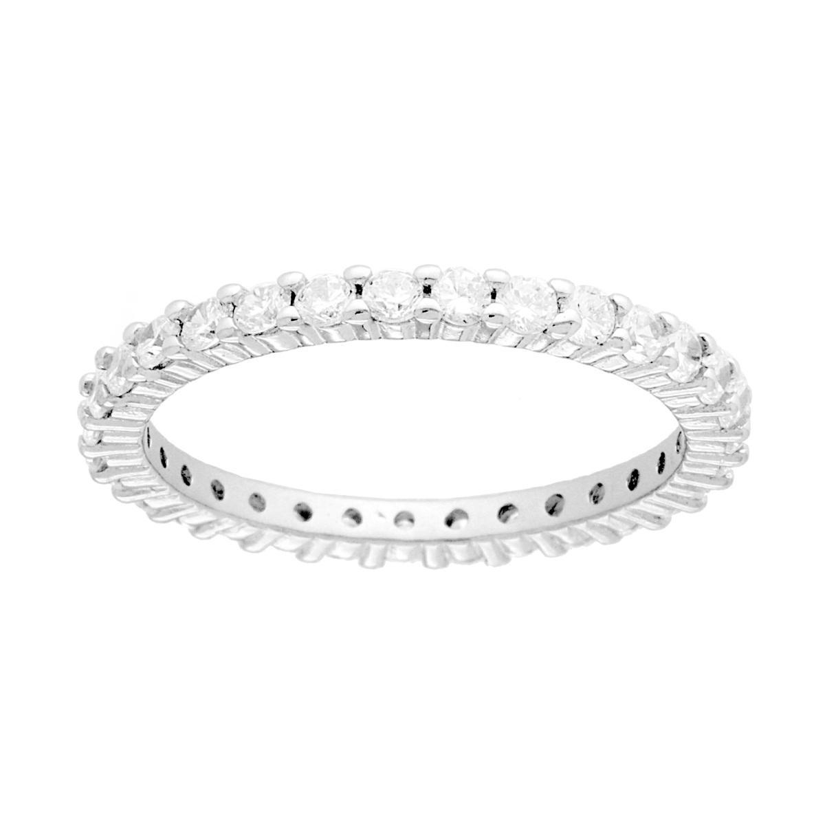 Anello Eternity con Cubic Zirconia Bianchi mm 2 in ARGENTO 925 Galvanica Rodio<BR>