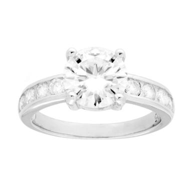Anello Solitario con MOISSANITE mm 8 in ARGENTO 925 Galvanica Rodio<BR>