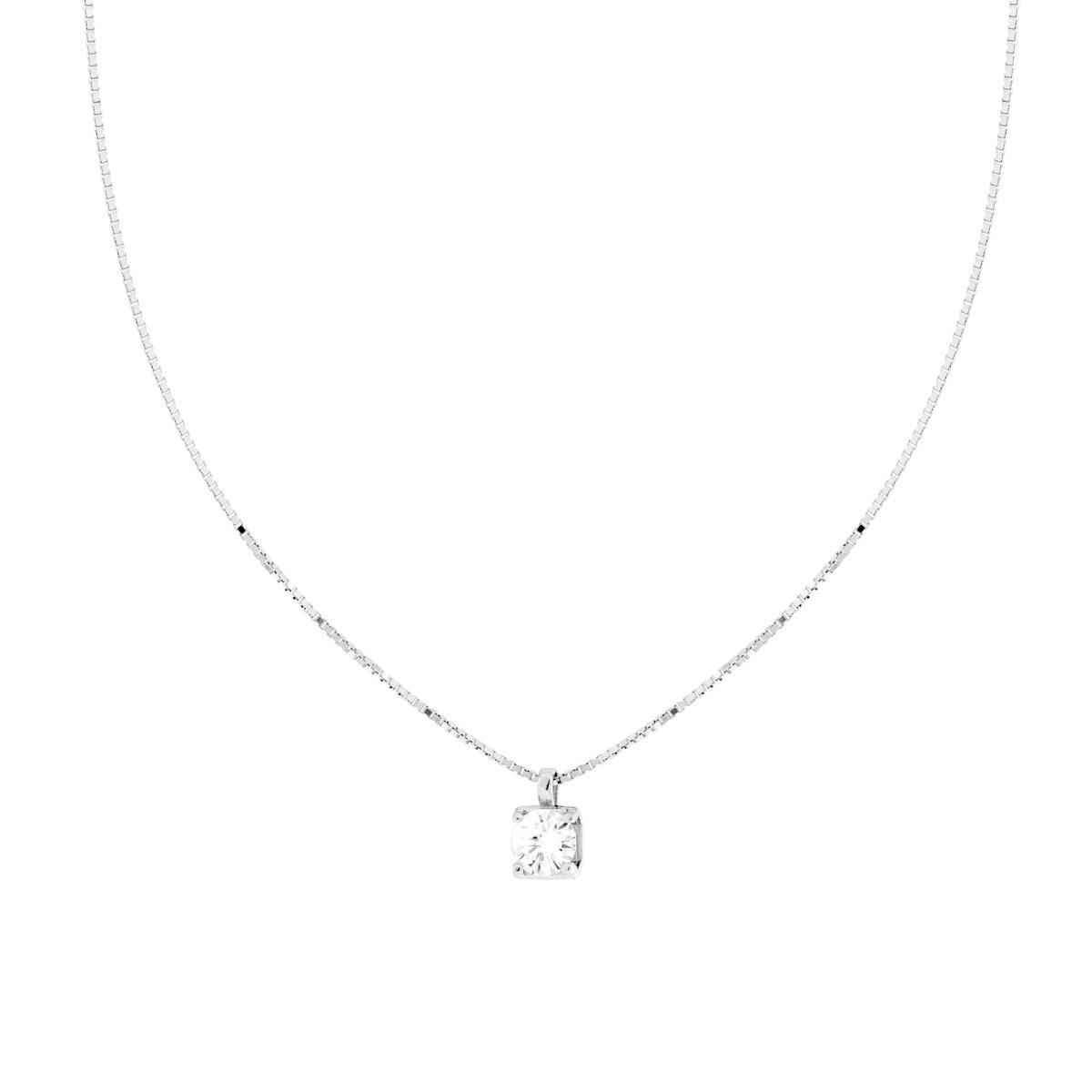 Collana Catena Veneziana Diamantata con Punto Luce MOISSANITE mm 6.5 in ARGENTO 925 Galvanica Rodio<BR>