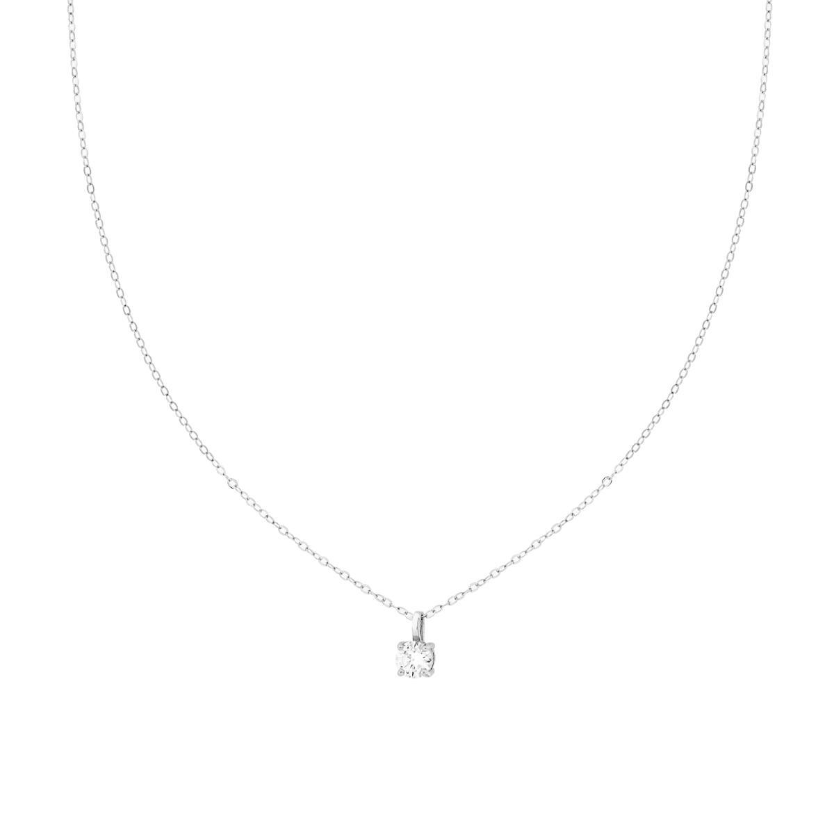 Collana Catena Forzatina Diamantata con Punto Luce MOISSANITE mm 5 in ARGENTO 925 Galvanica Rodio<BR>