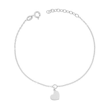 Bracciale Catena Forzatina Diamantata con Cuore in ARGENTO 925 Galvanica Rodio