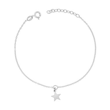 Bracciale Catena Forzatina Diamantata con Stella in ARGENTO 925 Galvanica Rodio<BR>