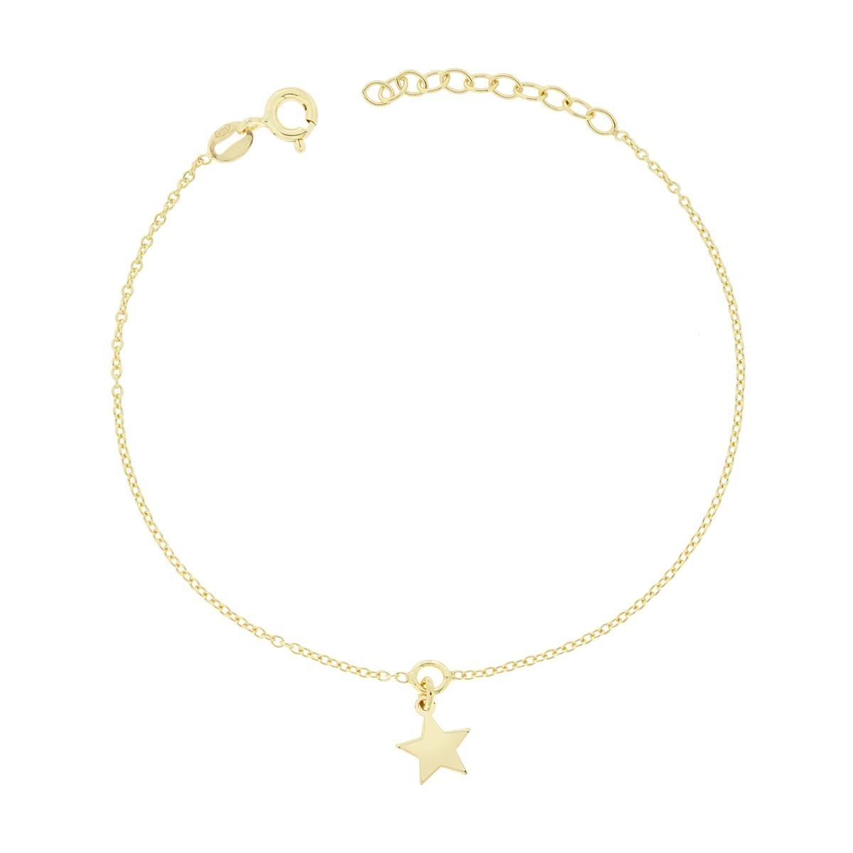 Bracciale Catena Forzatina Diamantata con Stella in ARGENTO 925 Galvanica Oro<BR>