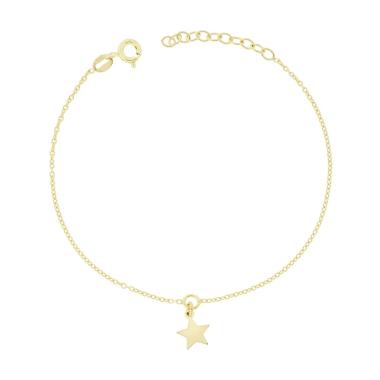 Bracciale Catena Forzatina Diamantata con Stella in ARGENTO 925 Galvanica Oro<BR>