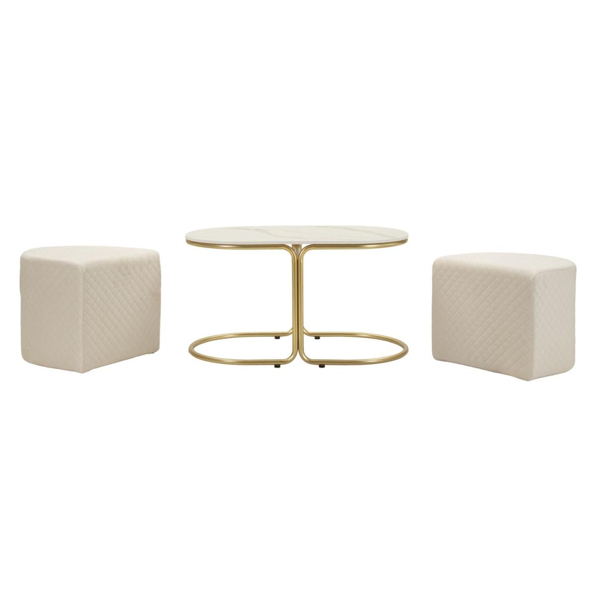 Tavolo da caffe' c/2 puff relax cm 79x45x44-42x37x37