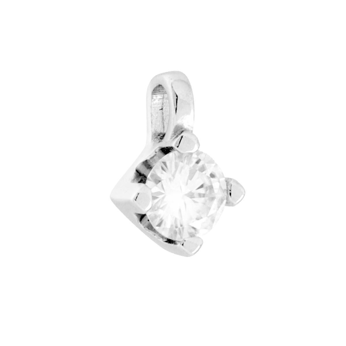 Ciondolo Punto Luce MOISSANITE Bianco mm 5 in ARGENTO 925 Galvanica Rodio<BR>