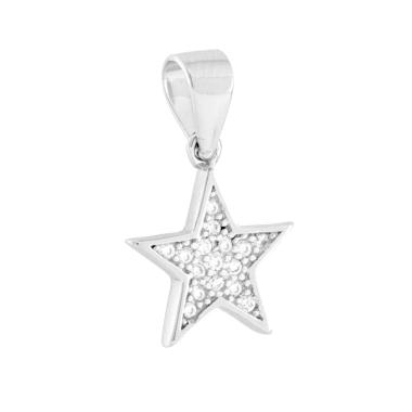 Ciondolo Stella con Cubic Zirconia Bianchi in ARGENTO 925 Galvanica Rodio