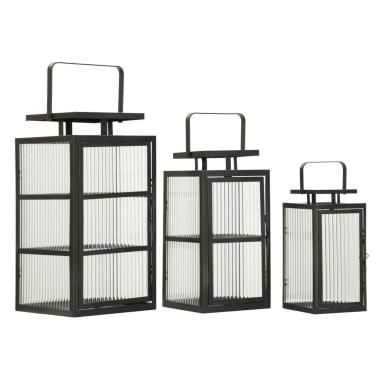 Lanterne andromeda tris cm 25,5x25x50-20,5x20x40-15,3x15x29,5 (vetro temperato)