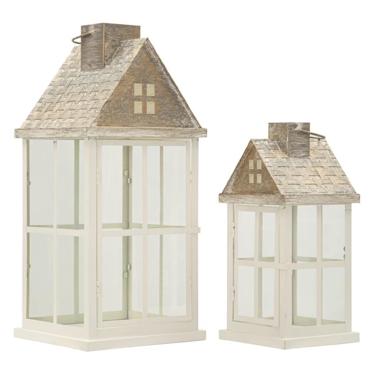 Lanterne home coppia cm 24,5x24,5x55-17x17x37,5<br> (vetro temperato)
