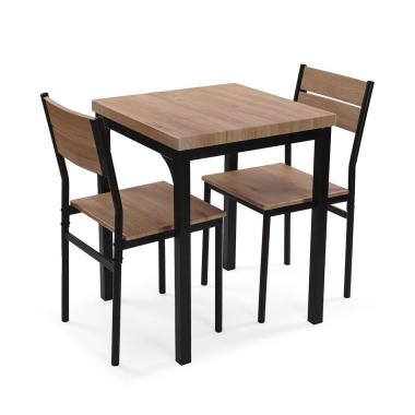 Set tavolo con 4 sedie legno e acciaio