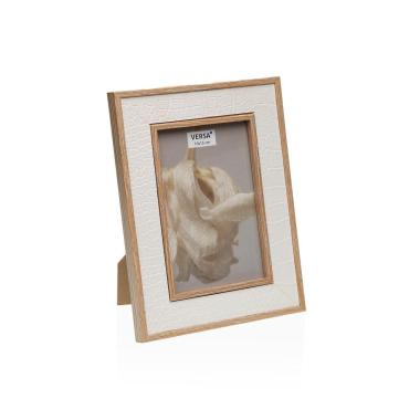 Cornice portafoto in mdf bianco e naturale 10x15 cm
