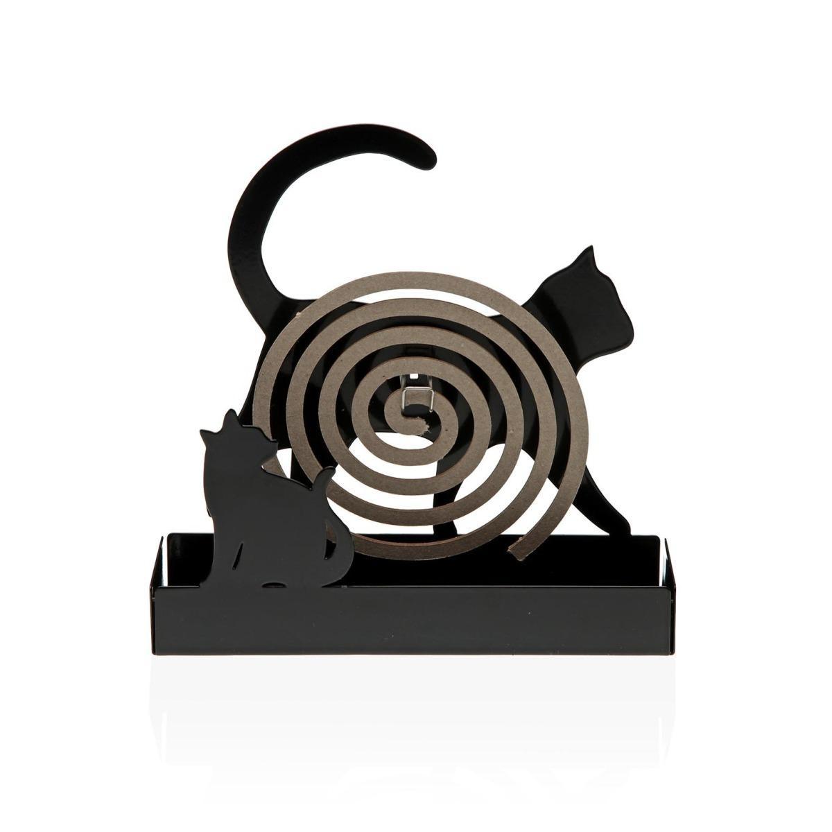 Porta spirale antizanzara supporto in metallo gatto nero
