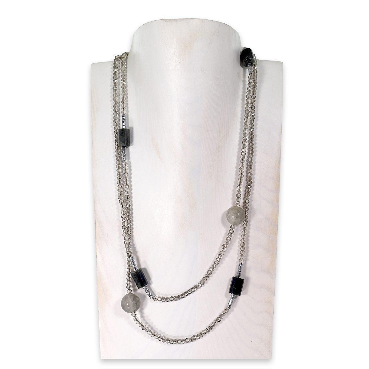 Collana montata in cristallo e kyanite