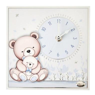 Orologio da tavolo orsetti celeste 17x17 cm Valenti