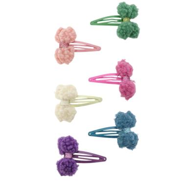 Fermaglio clic clac per capelli 5 cm doppio fiocco con glitter