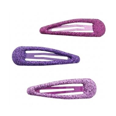 Fermaglio clic clac per capelli 5 cm con glitter toni del viola