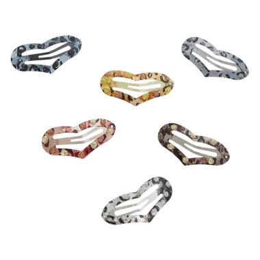Fermaglio clic clac per capelli cuore in metallo 3,5 cm maculato con glitter