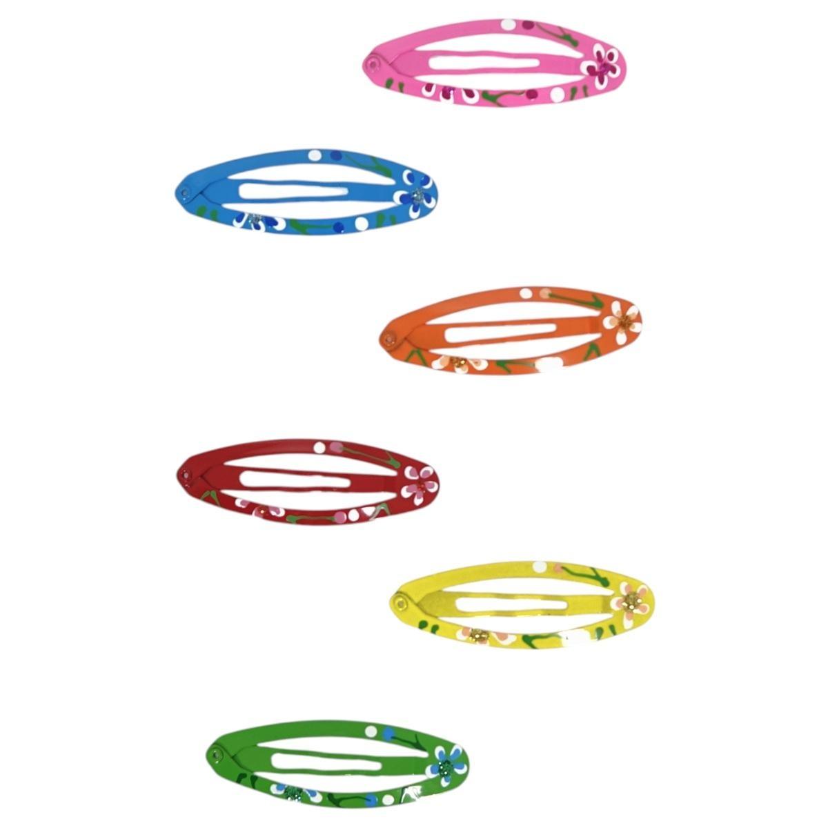Fermaglio clic clac per capelli ovale 5 cm con fiori