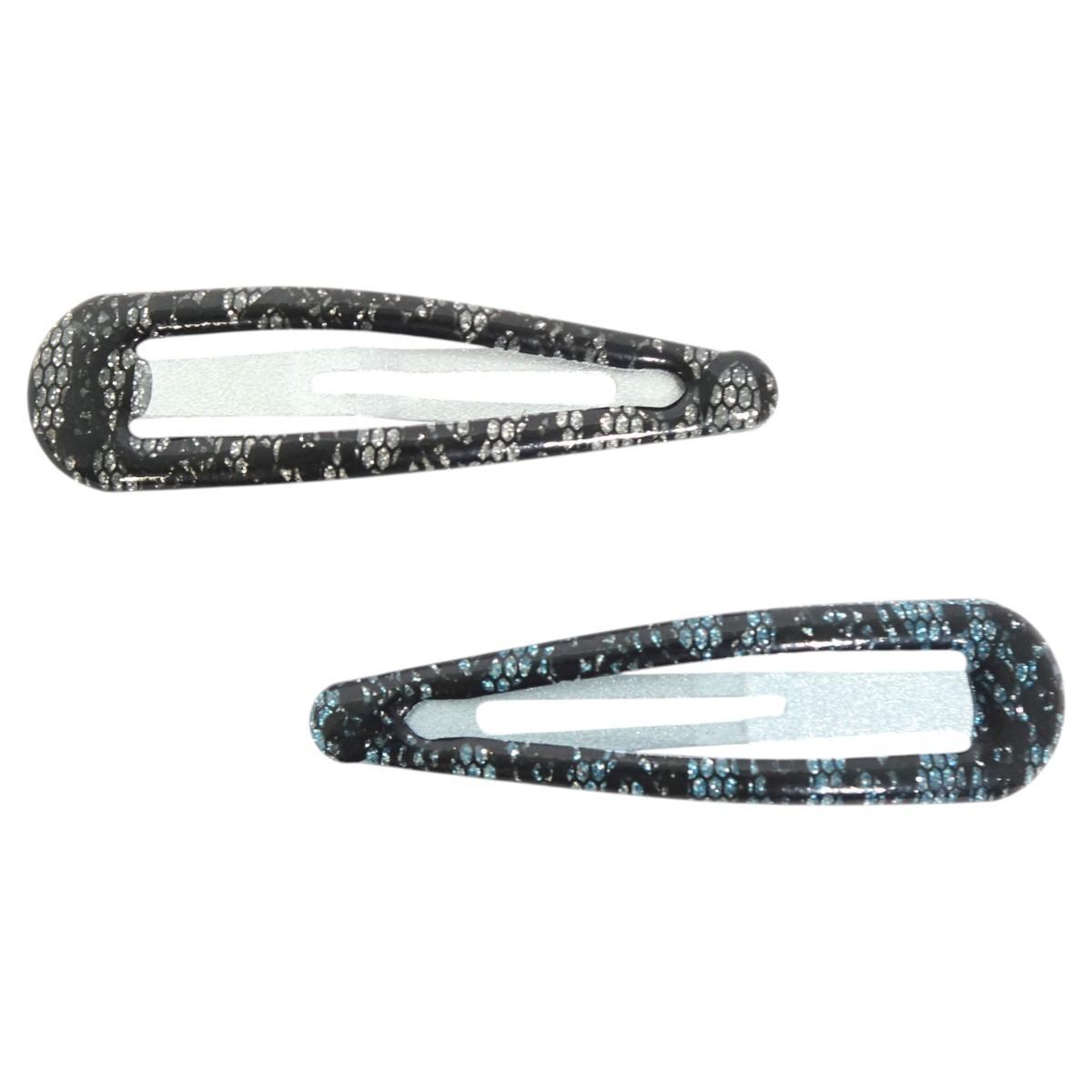Fermaglio clic clac per capelli 6 cm smaltato con glitter