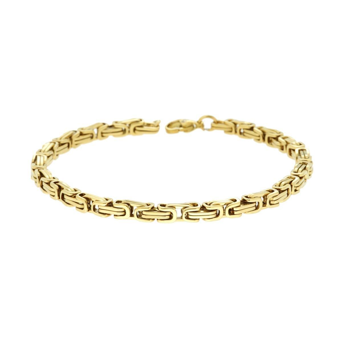 Bracciale Uomo Catena Bizantina cm 22 in ACCIAIO colore Oro<BR>