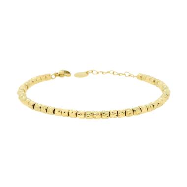 Bracciale Catena con Cilindri Martellati in ACCIAIO colore Oro