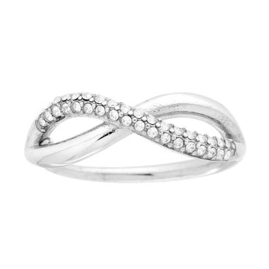 Anello Infinito con Crystal Bianchi in ACCIAIO<BR>