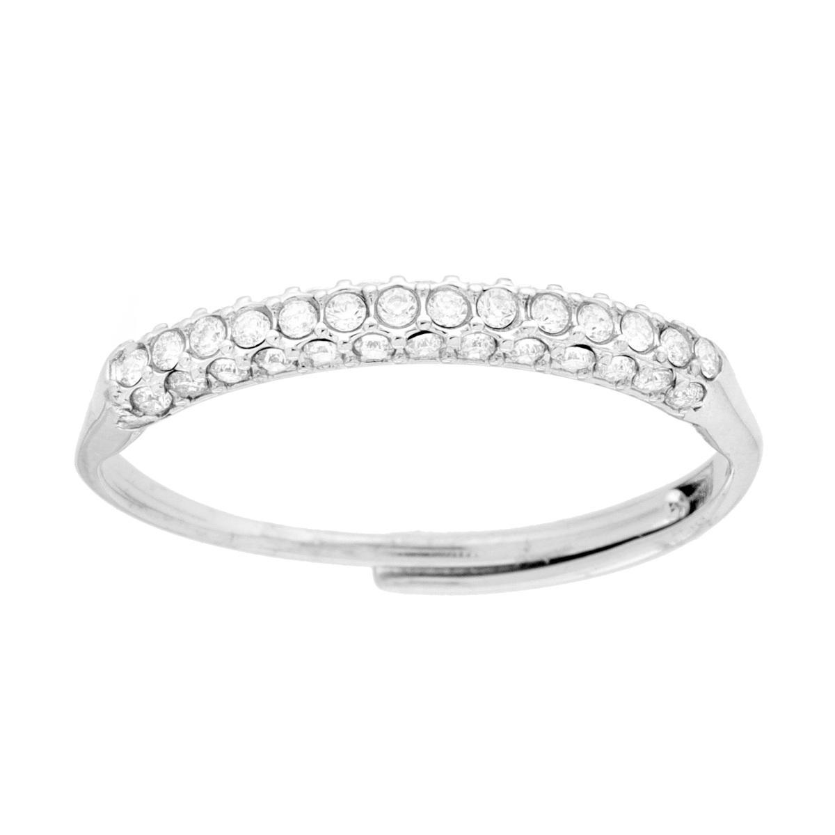 Anello Veretta con Crystal Bianchi in ACCIAIO<BR>