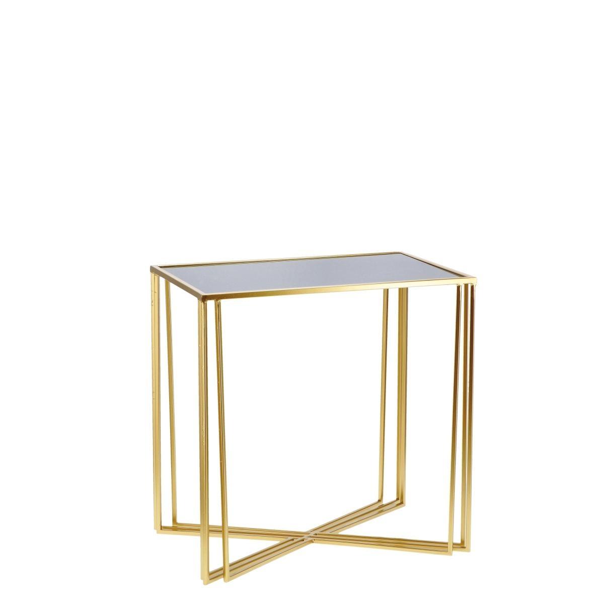 Tavolo rettangolare in ferro e vetro 60x40xh60 cm