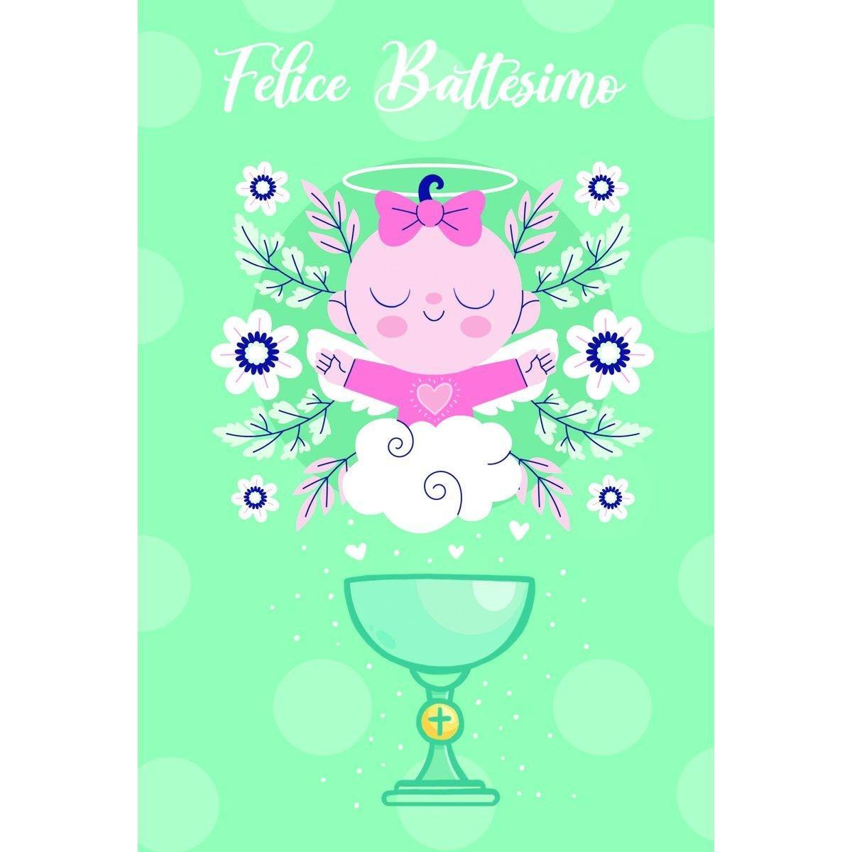 Biglietto auguri felice battesimo 2 soggetti